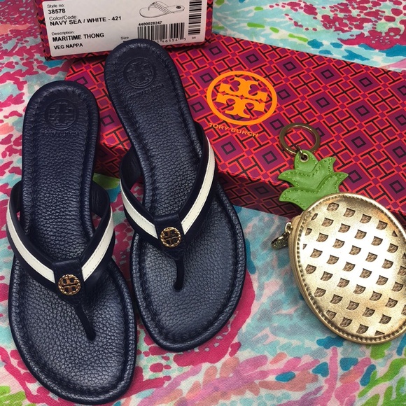 Tory Burch Shoes - {Tory Burch} Maritime Leather Thong Sandals